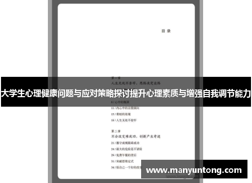 大学生心理健康问题与应对策略探讨提升心理素质与增强自我调节能力